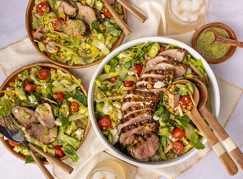 Peach-Jalapeño Grilled Pork Tenderloin Salad | Prairie Fresh®